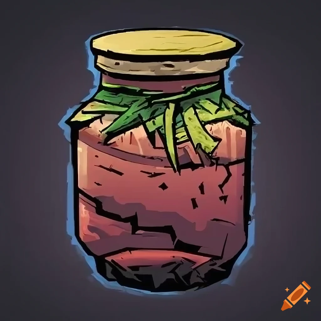 Pickled jar of food in Darkest Dungeon art style