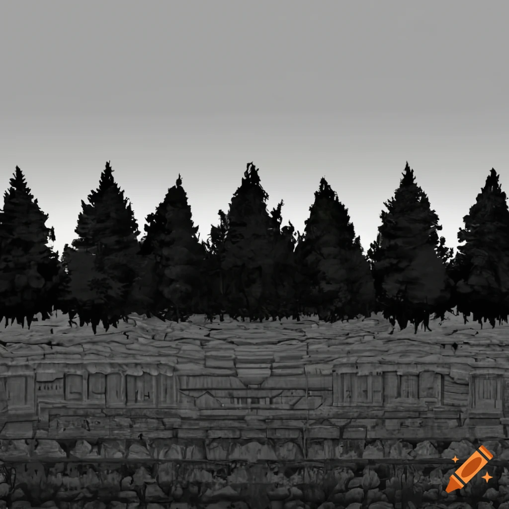Rows of lush trees in video game style