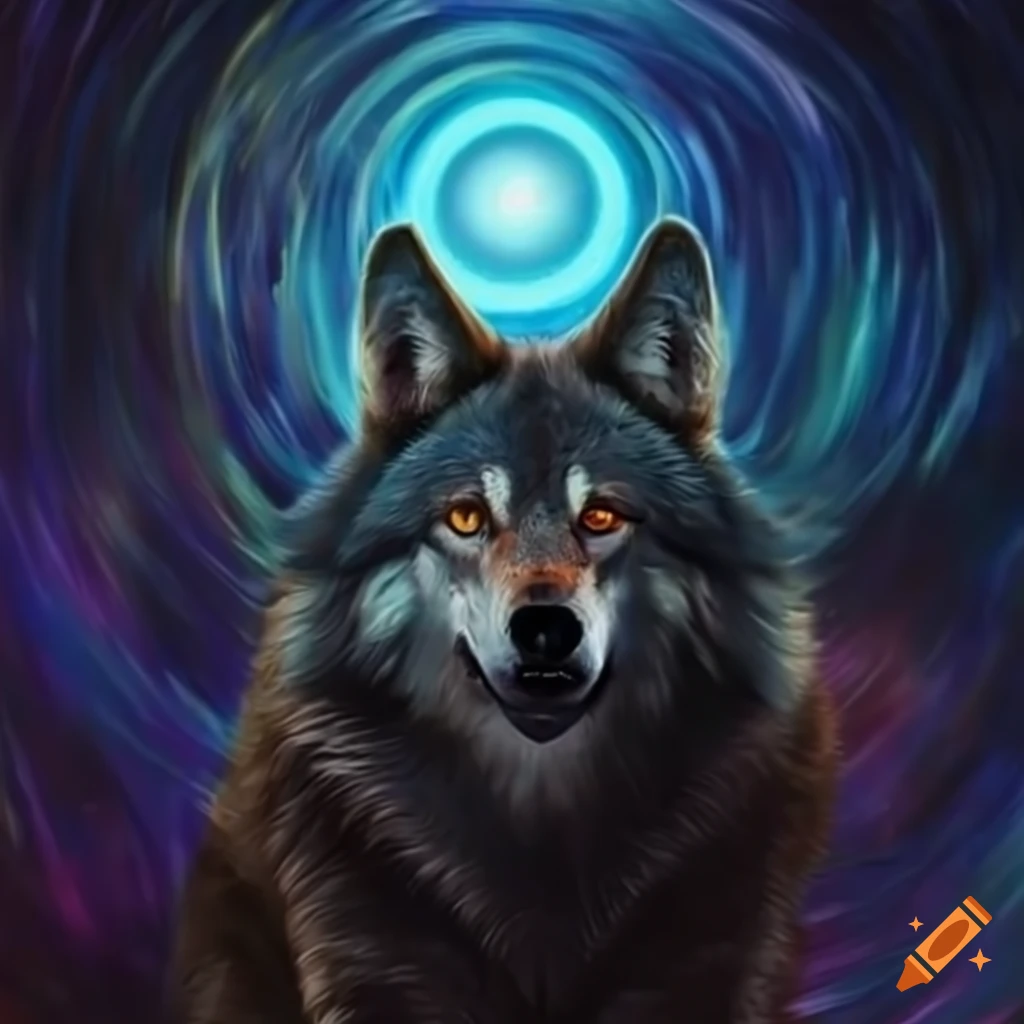 Wolf with dark and galactic energy mix