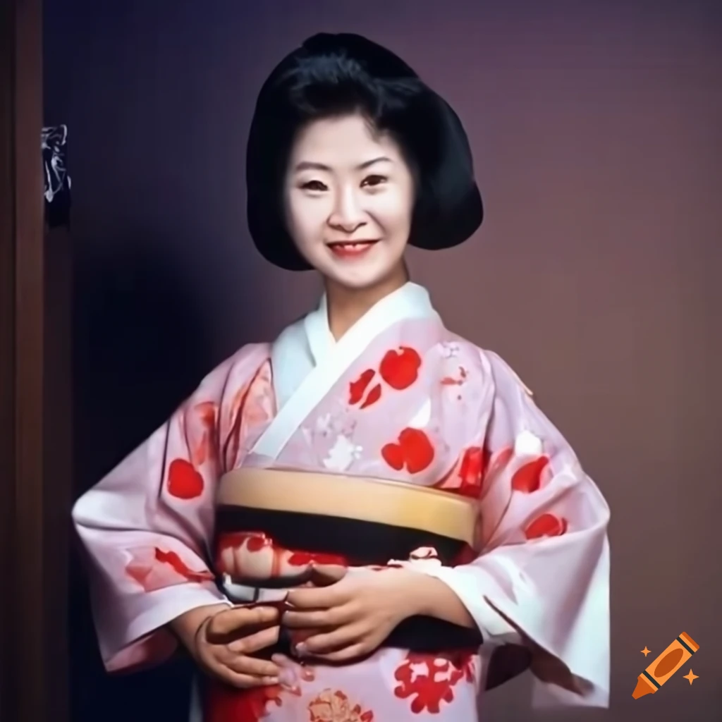 Japanese restaurant hostess in a kimono smiling elegantly