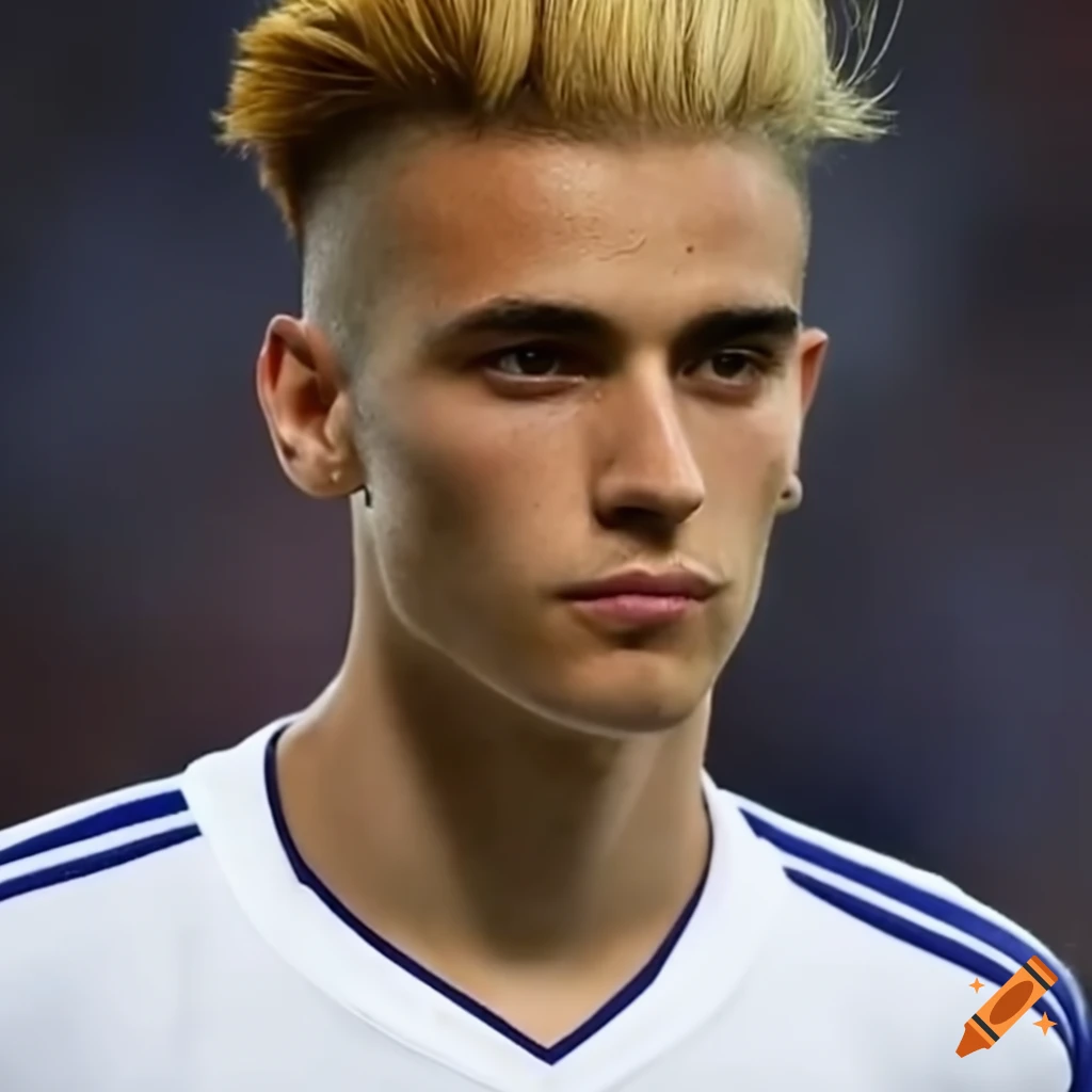 Handsome English football player with golden hair and slight beard