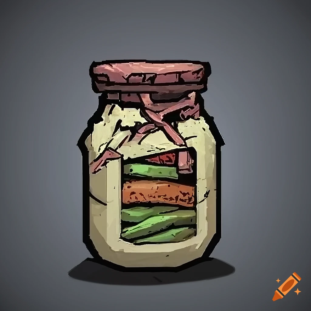 Pickled jar of food in Darkest Dungeon art style