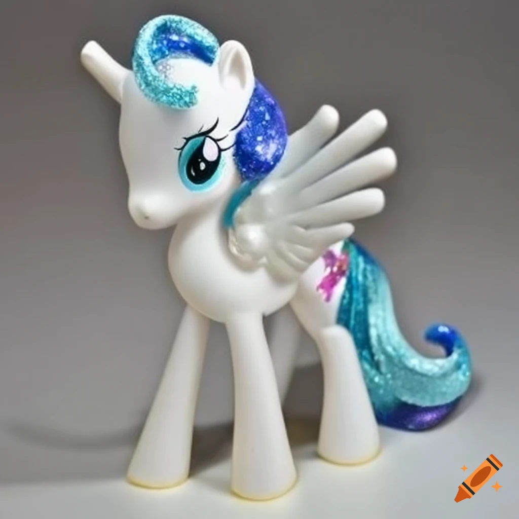 White glitter resin MLP figure on a table