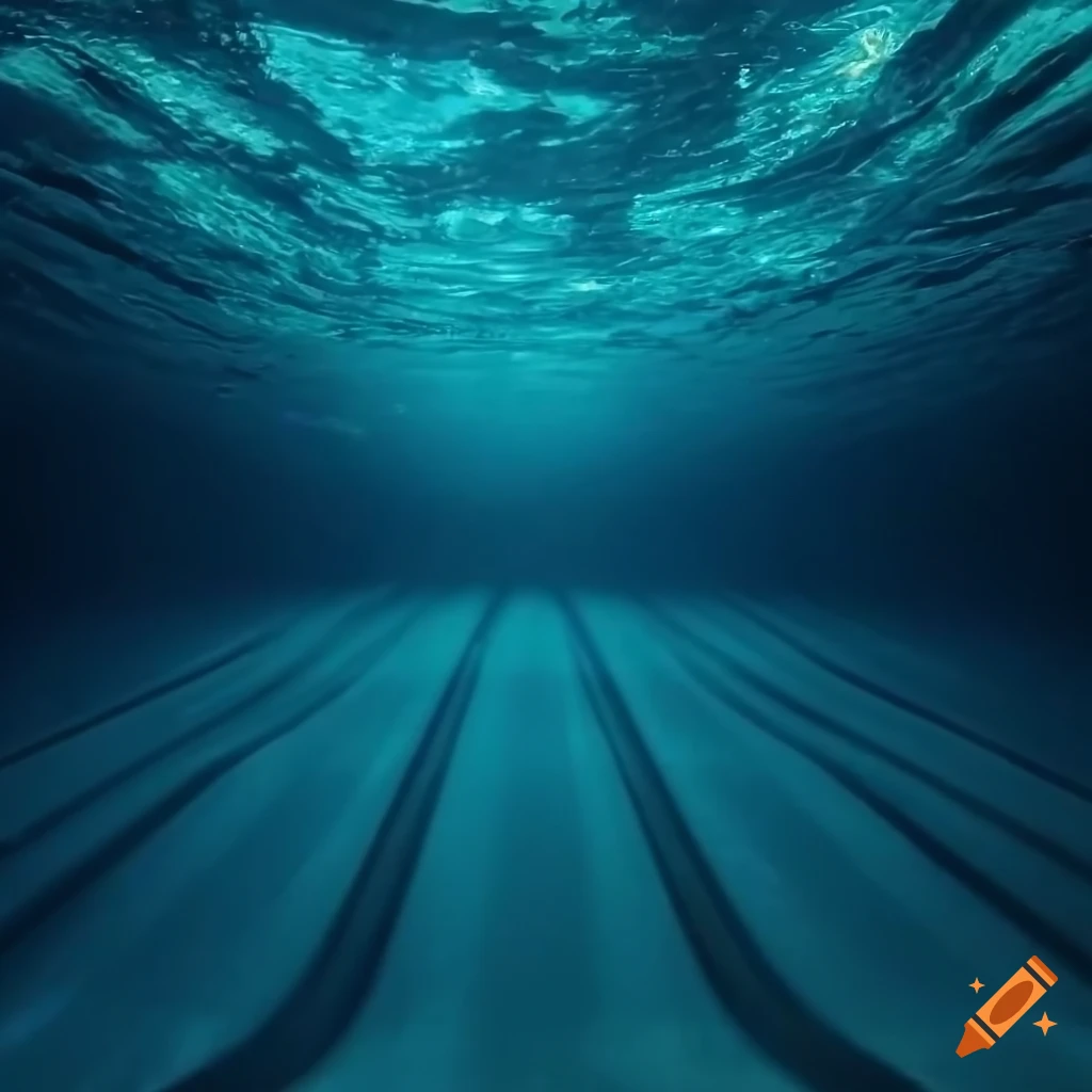 Deep underwater pool in an indoor setting