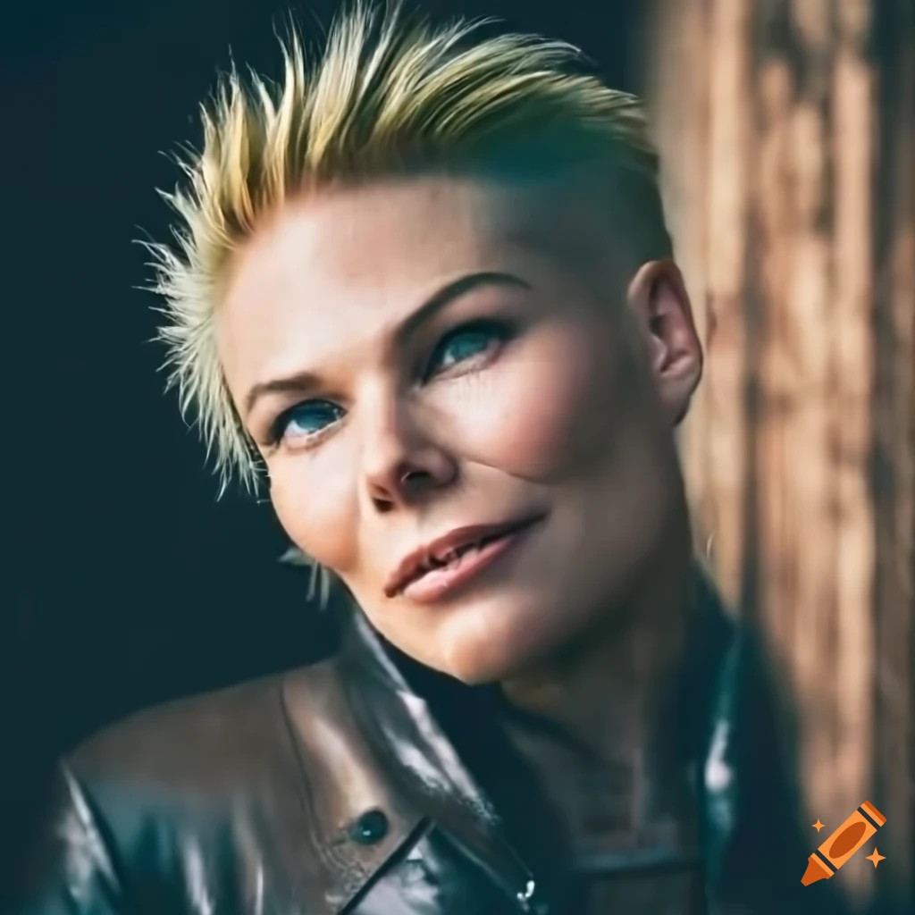 Close-up view of a punk-rocker with a mohawk hairstyle and black ...