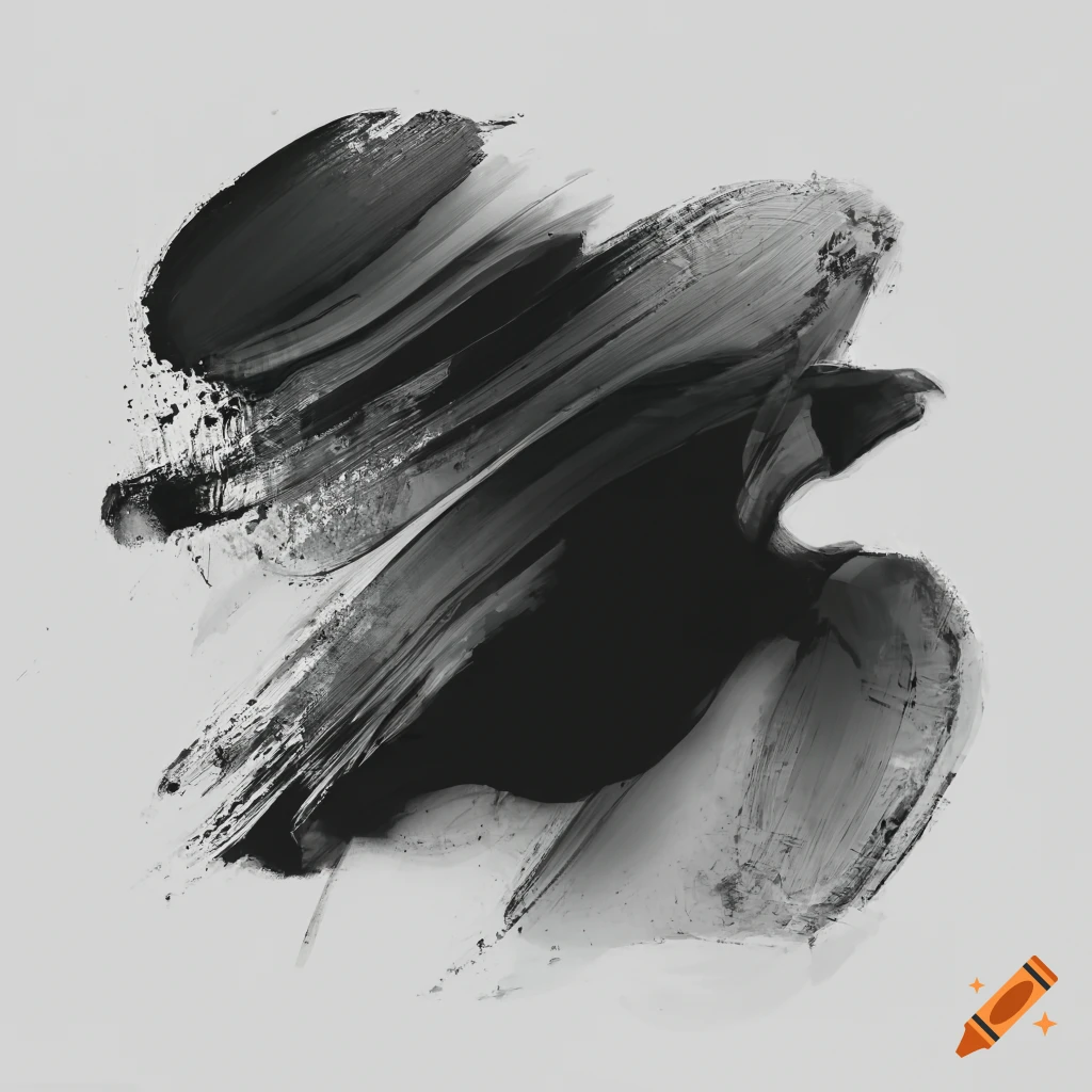 Black paint strokes on white background
