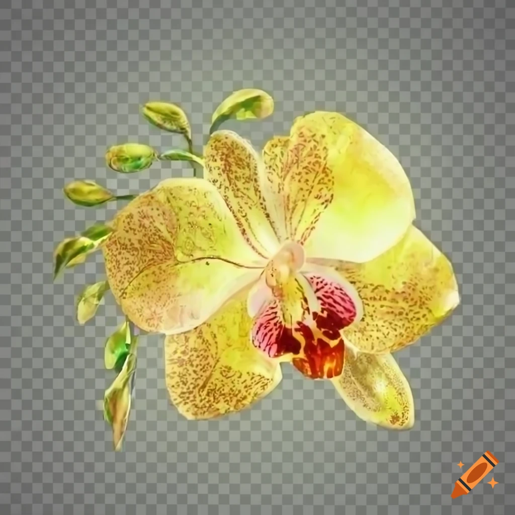 Sparkly yellow green gold flowering orchid vine in video game style