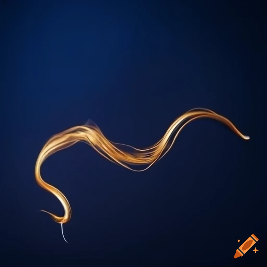 Dark blue background with golden thread flowing across