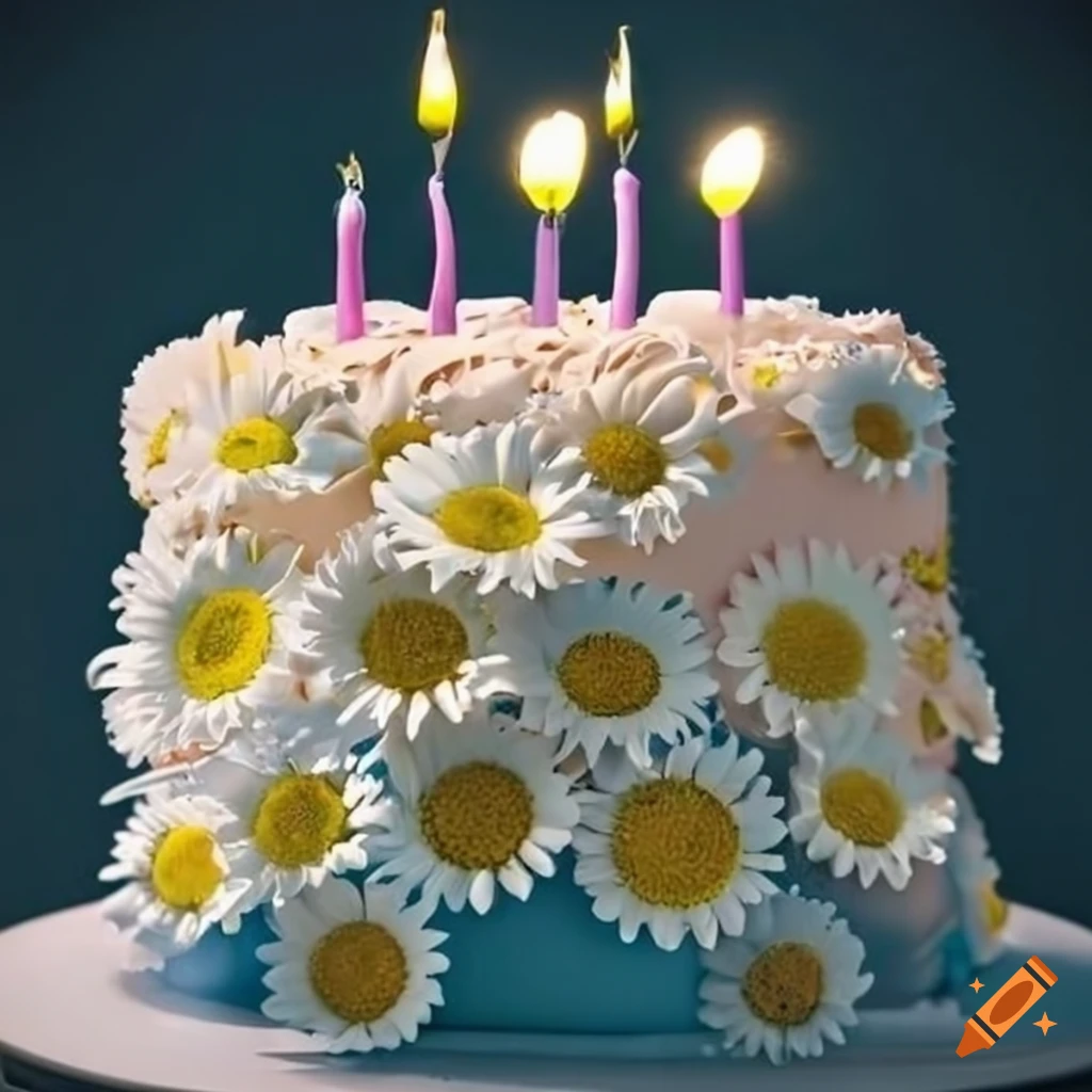 60th birthday cake decorated with daisies