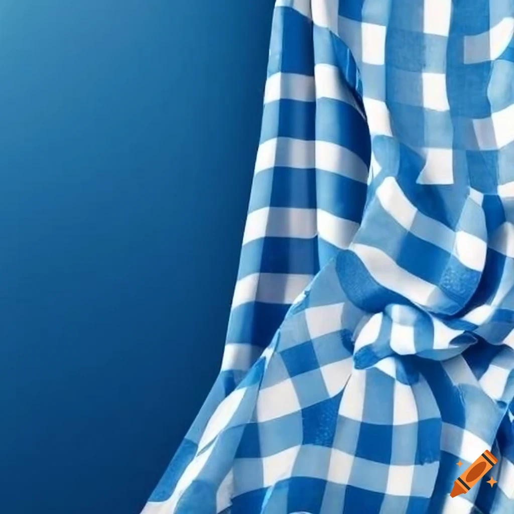 Flowing blue and white table cloth