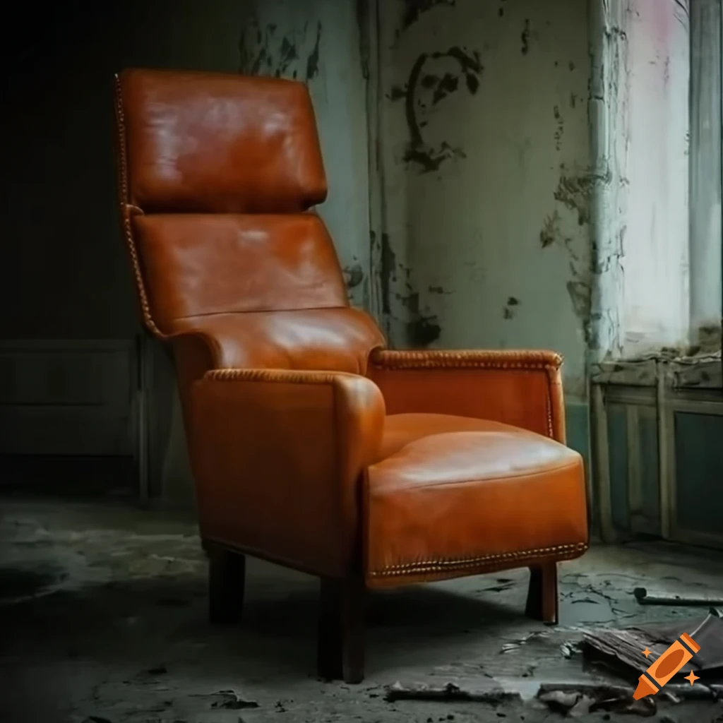 Leather armchair in abandoned hospital waiting room