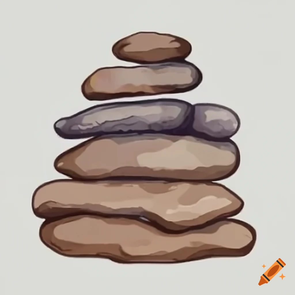Stack of brown grey rocks in video game style