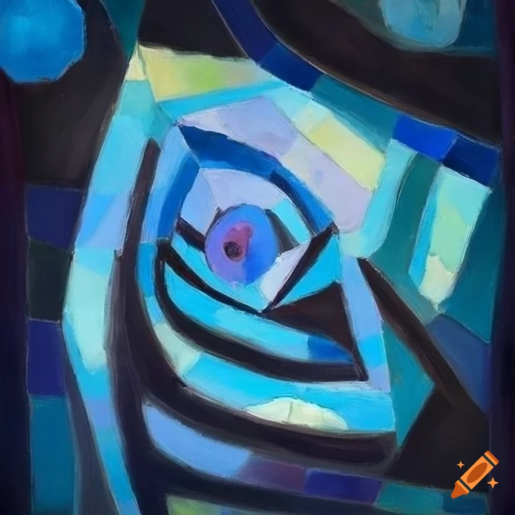 Abstract sky blue rose in a minimalist garden inspired by Paul Klee's style