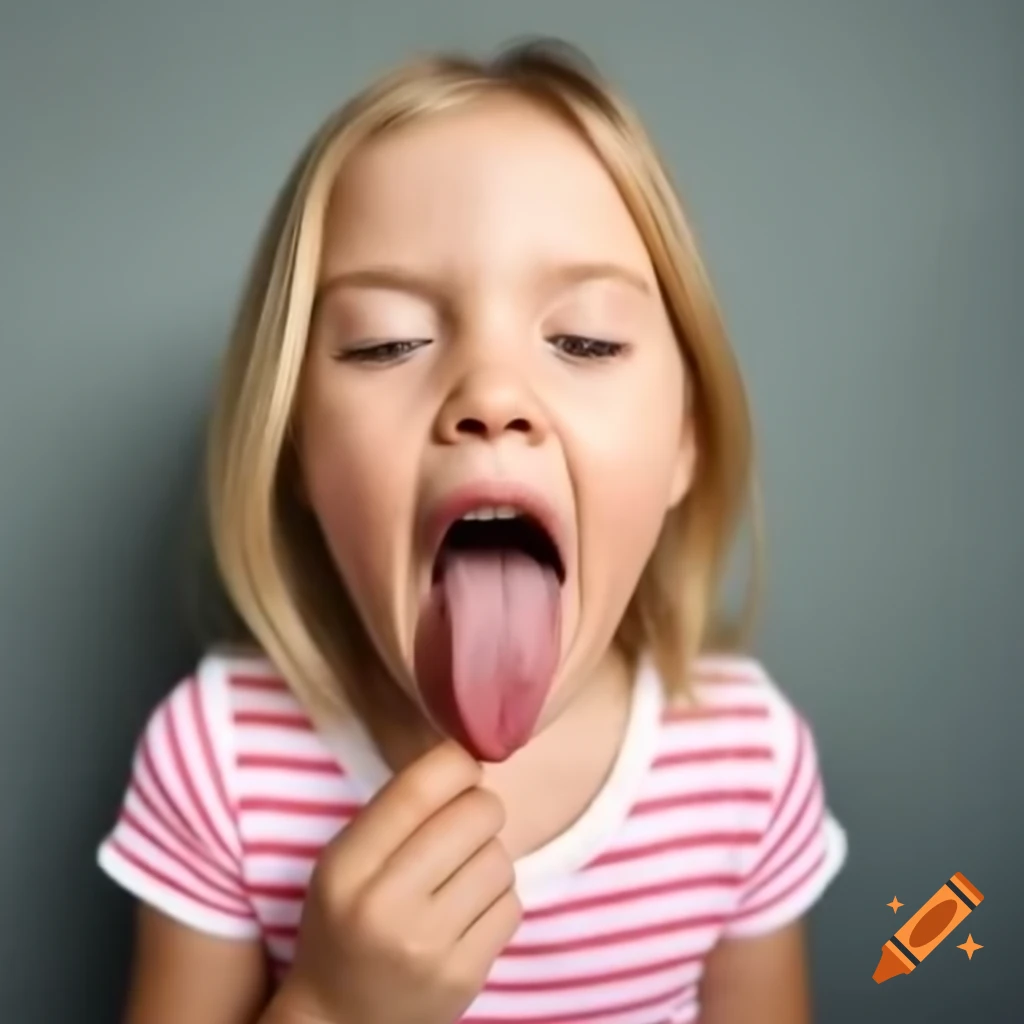 Small blonde girl playfully sticking her tongue out at camera