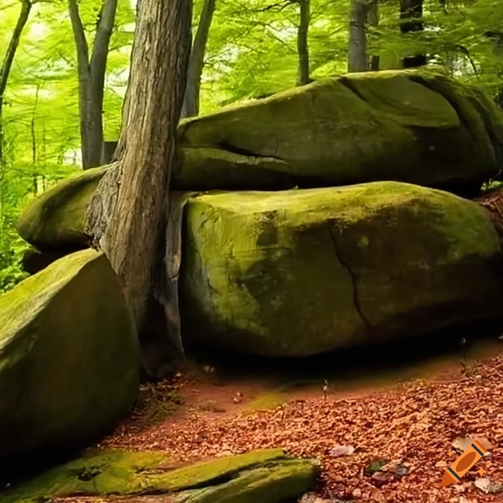 Catskill rocks with boulders and trees