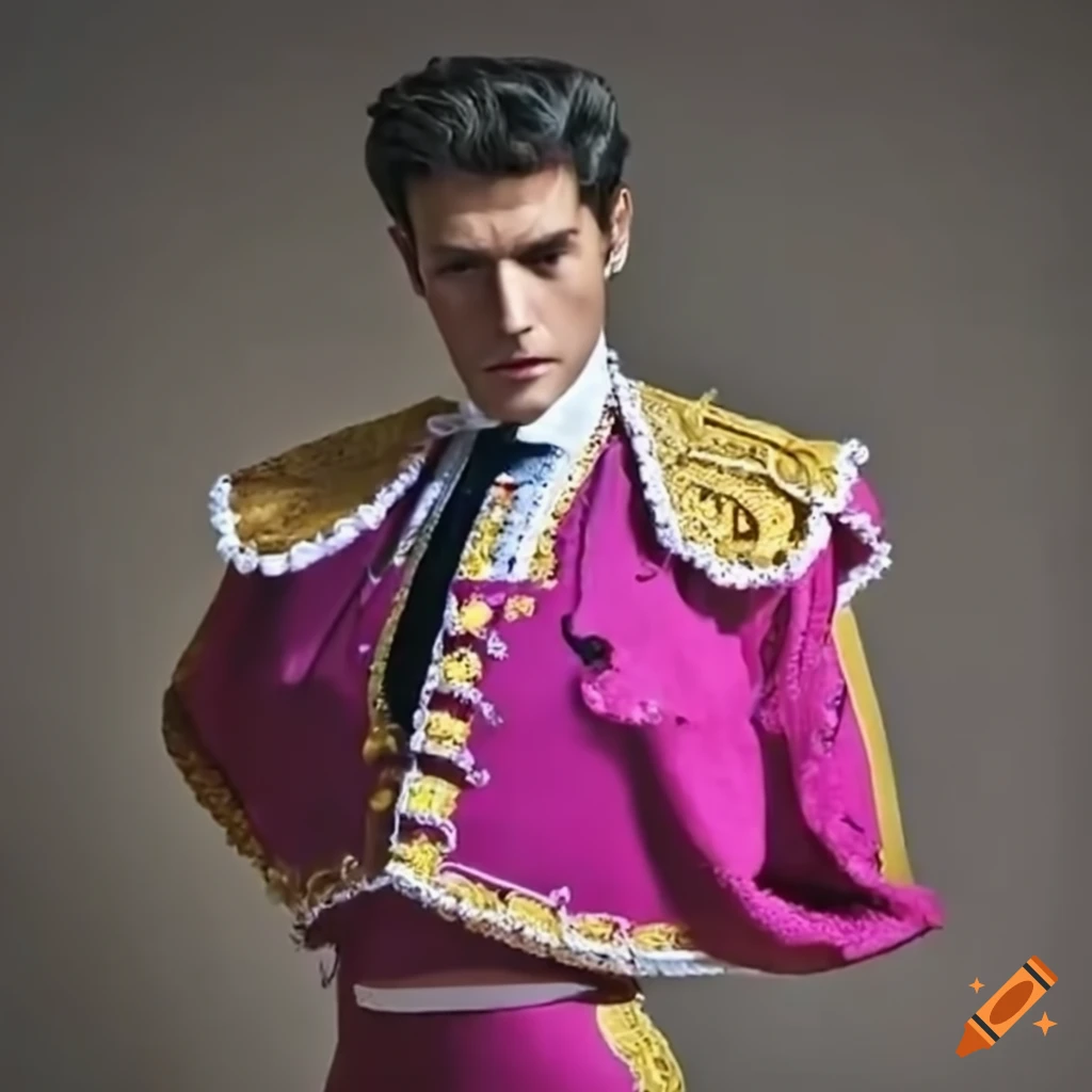 Jabali dressed as a Spanish matador in colorful suit of lights
