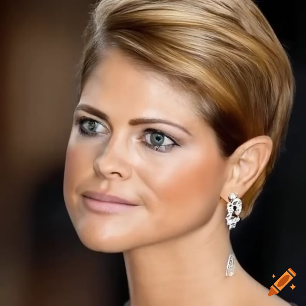 Princess Madeleine with a short pixie haircut