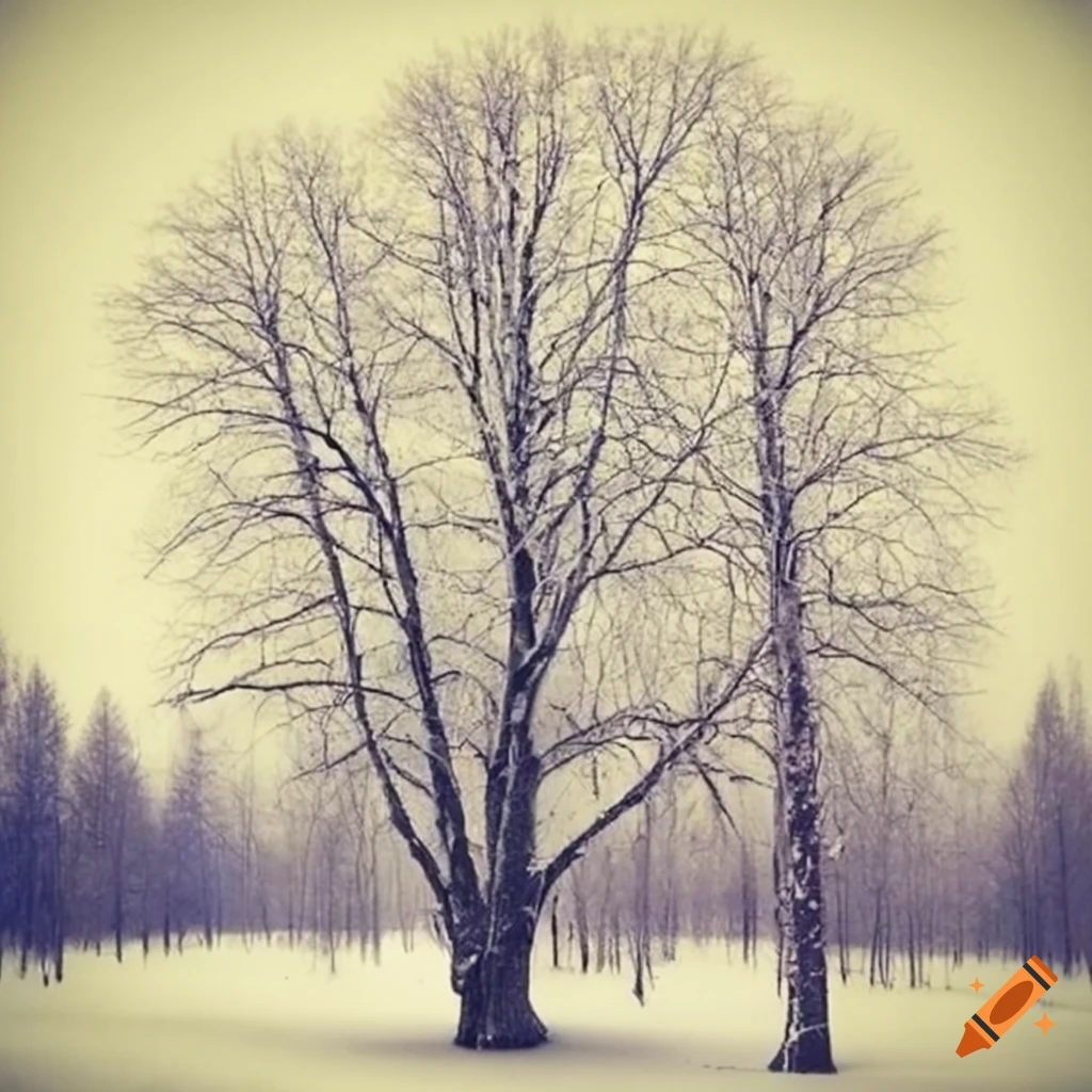Vintage photo of bare winter trees