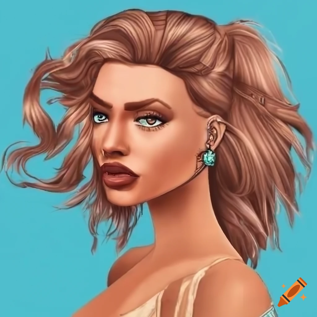 Boho glamour woman in Sims style