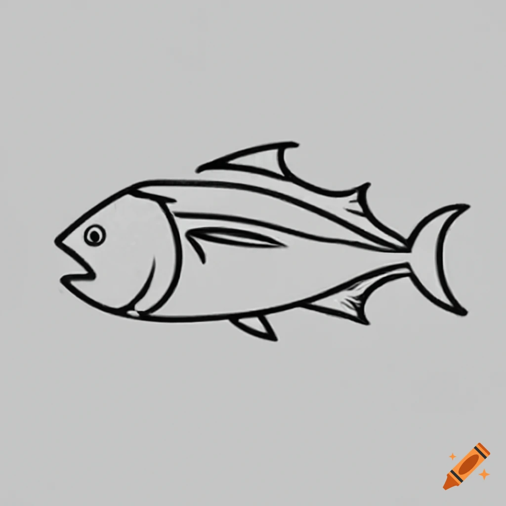 Tuna in black and white contour style
