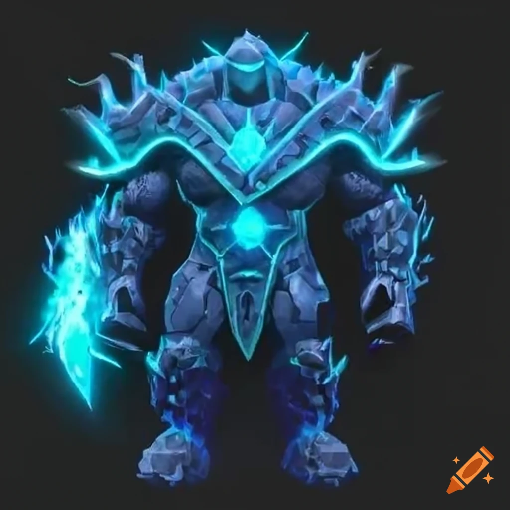 Warrior golem crafted from glowing blue magma