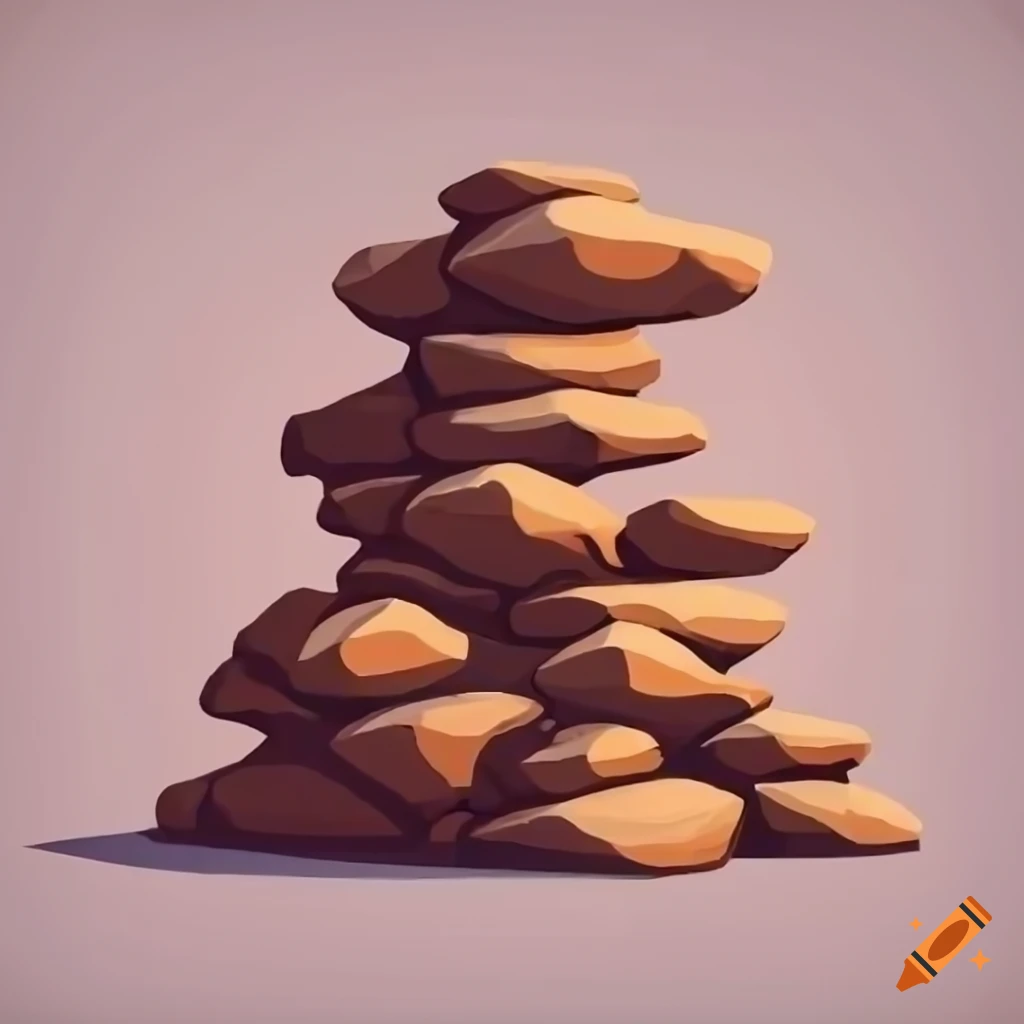 Pile of sandstone rocks in stylized video game art