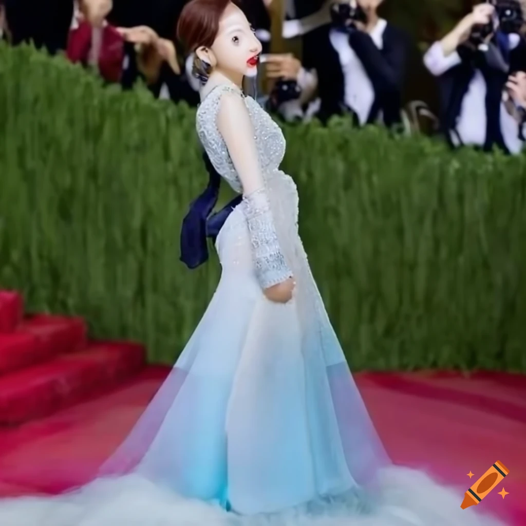 TWICE Nayeon in Frosted Fantasy winter wonderland MET Gala attire on Craiyon