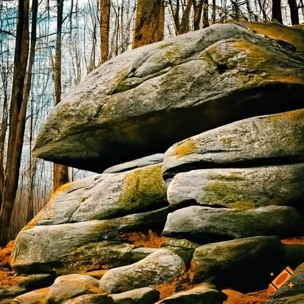 Catskill rocks with boulders and trees