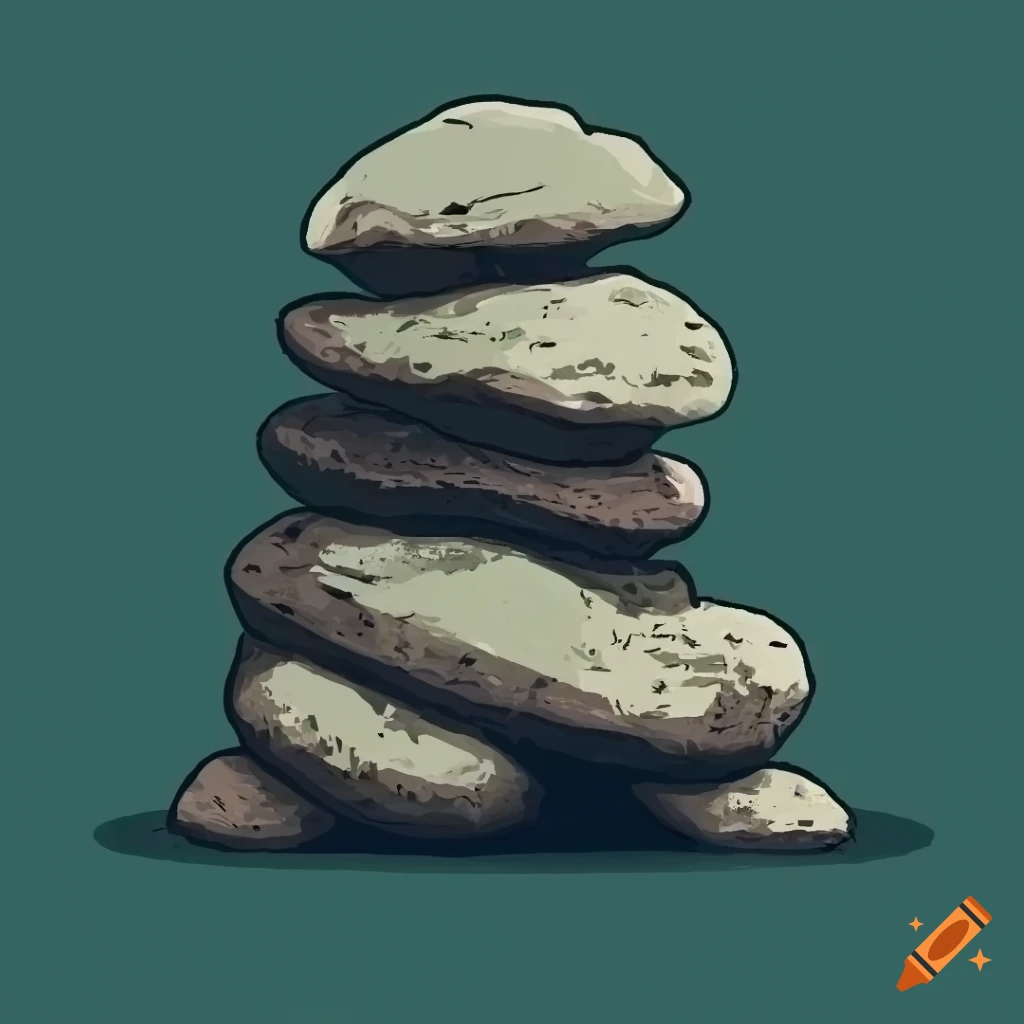 Mossy grey rocks in stylised video game art