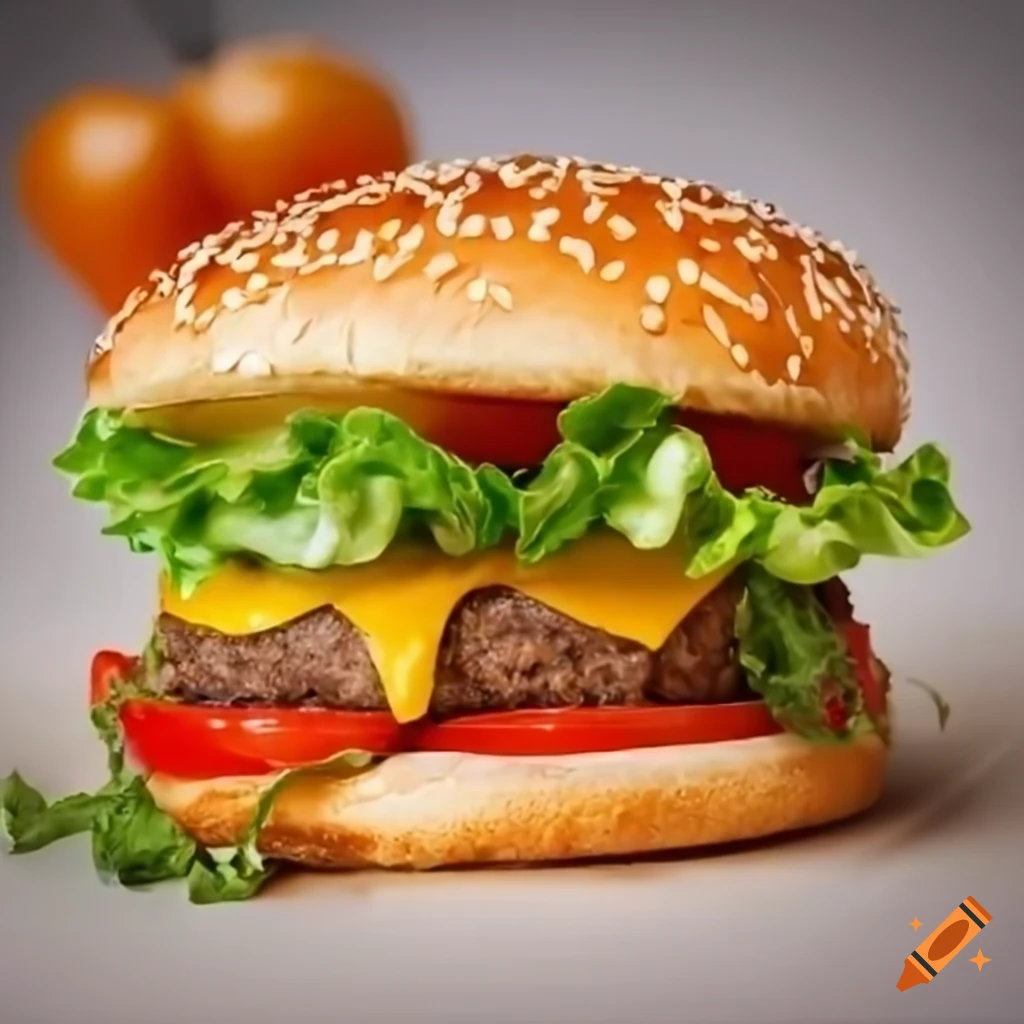 Delicious burger meal with fries and salad