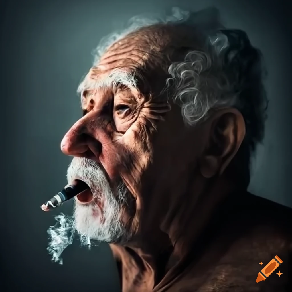Elderly man in hospital bed with a vape, a skibidi toilet entering the room