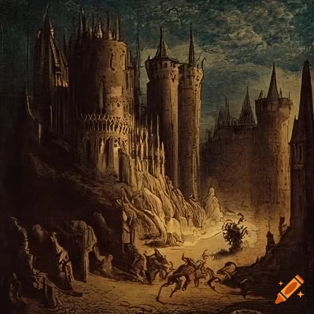Majestic gothic castle illustration by Gustave Doré