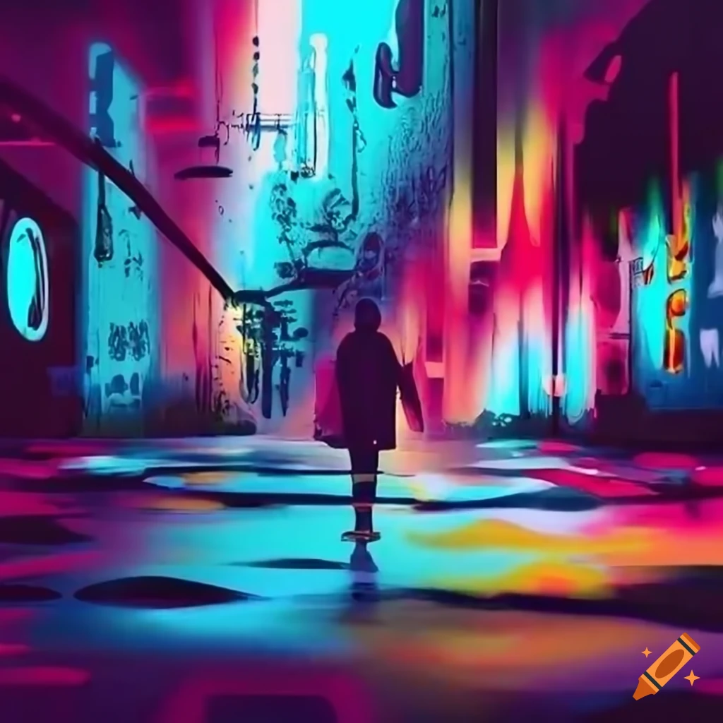 Dynamic animated background for a TikTok video with vibrant graffiti and neon lights