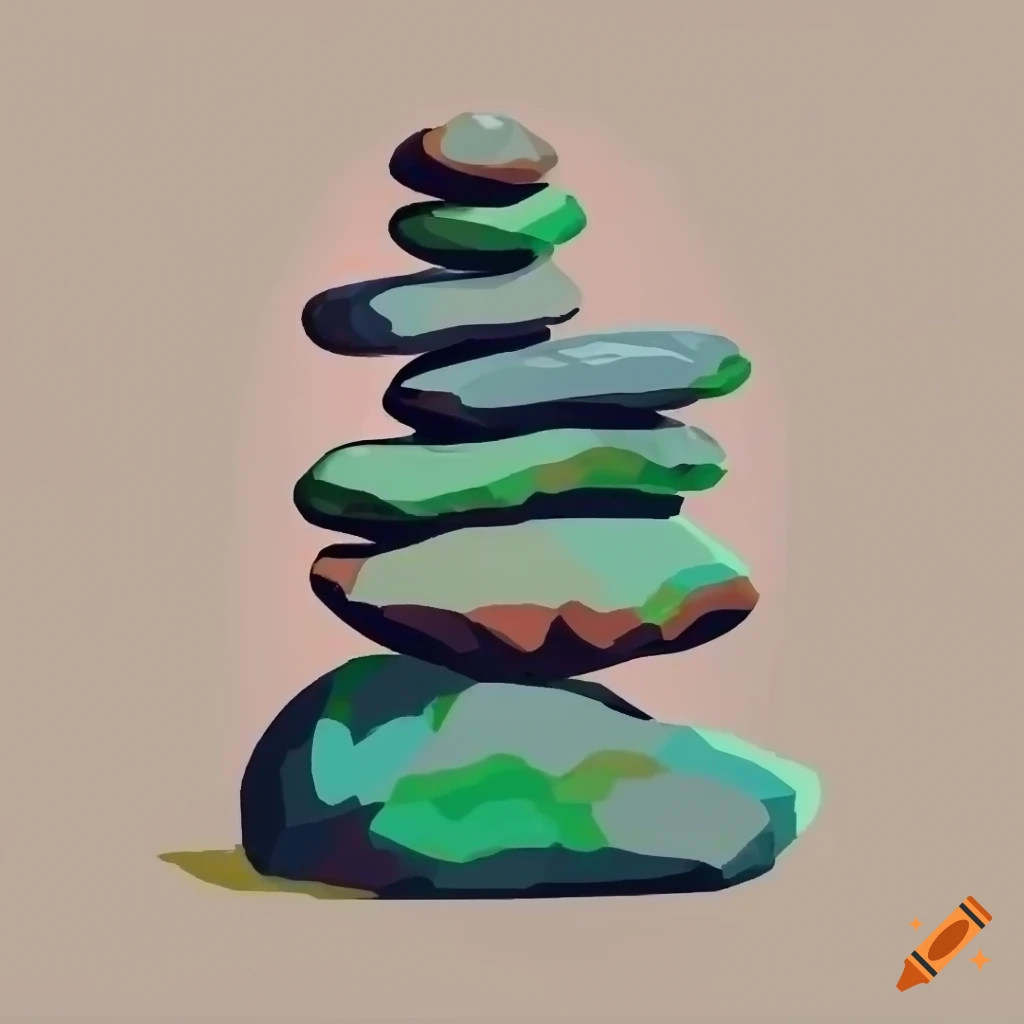 Stack of mossy grey rocks in video game style