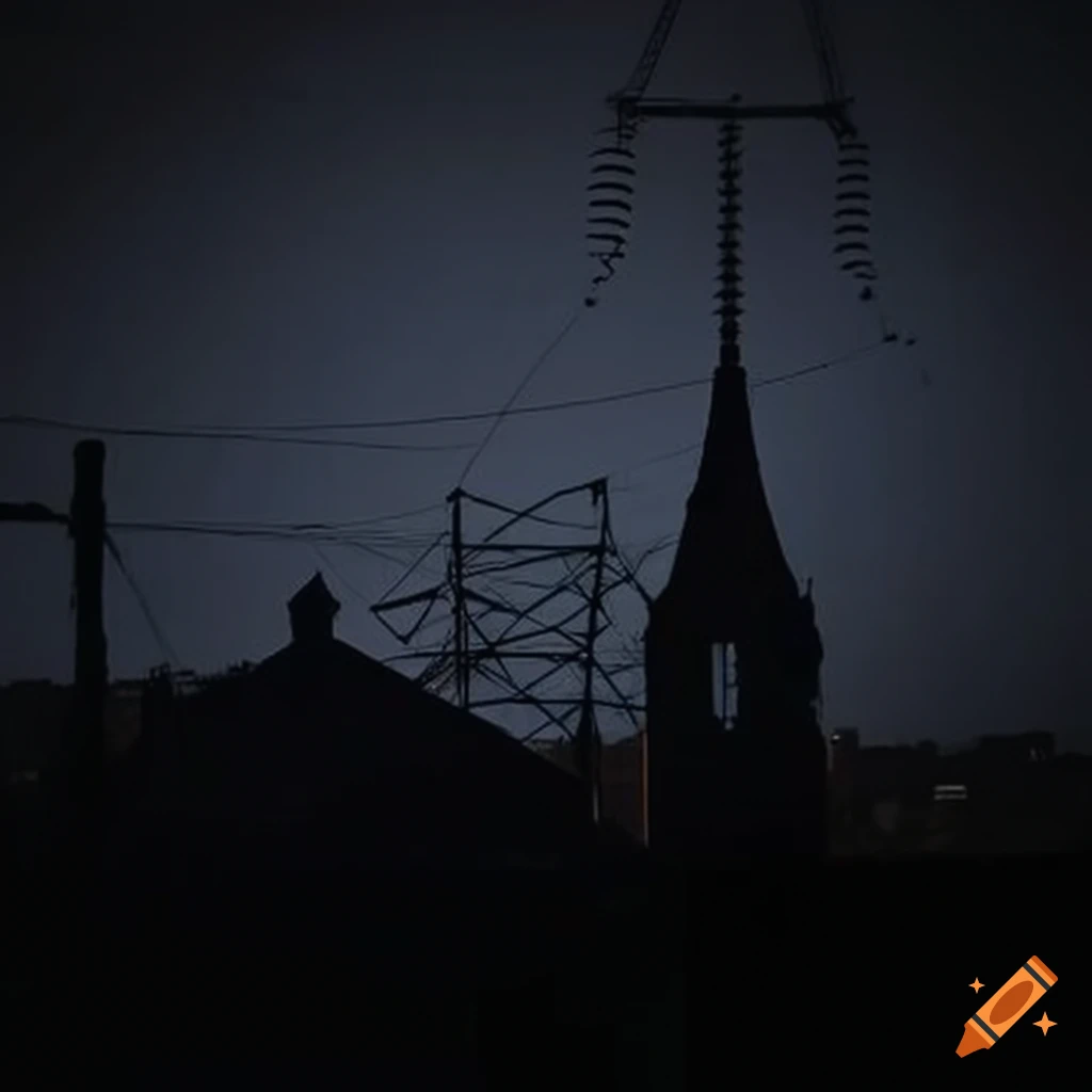 Cityscape of South Africa at night without electricity