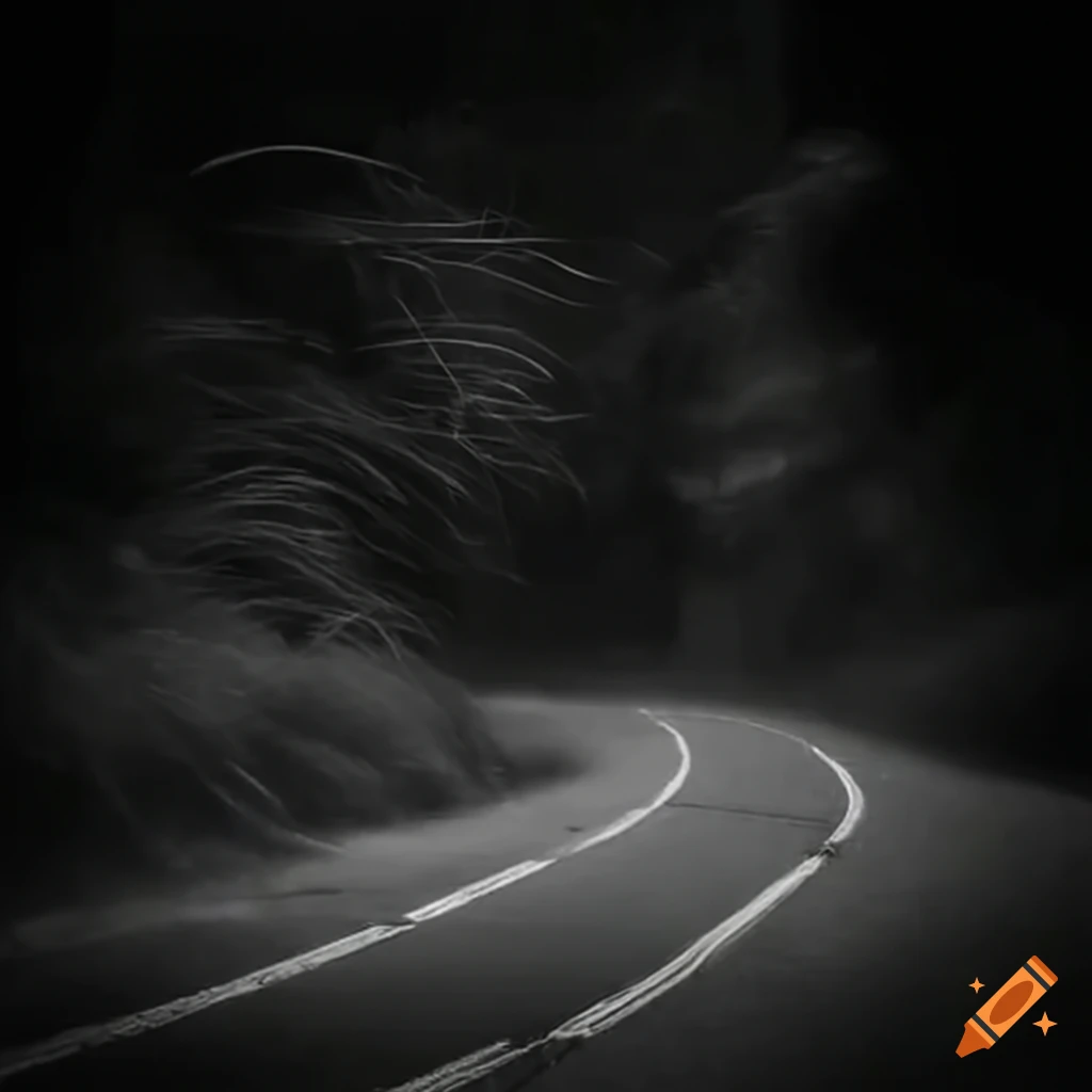 Mist shaped like a cat floating on the road