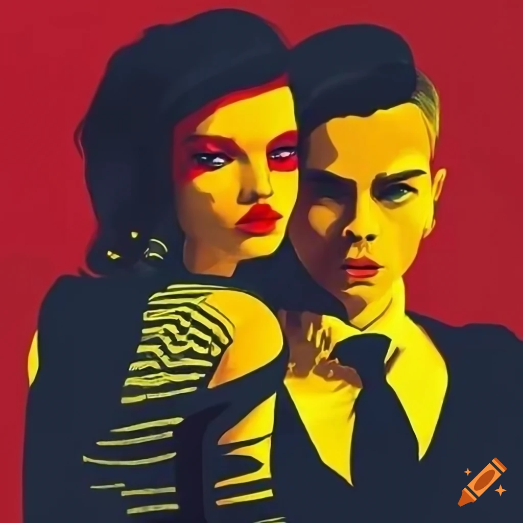 Man and woman in red, yellow, and black by Ivan Tzonev