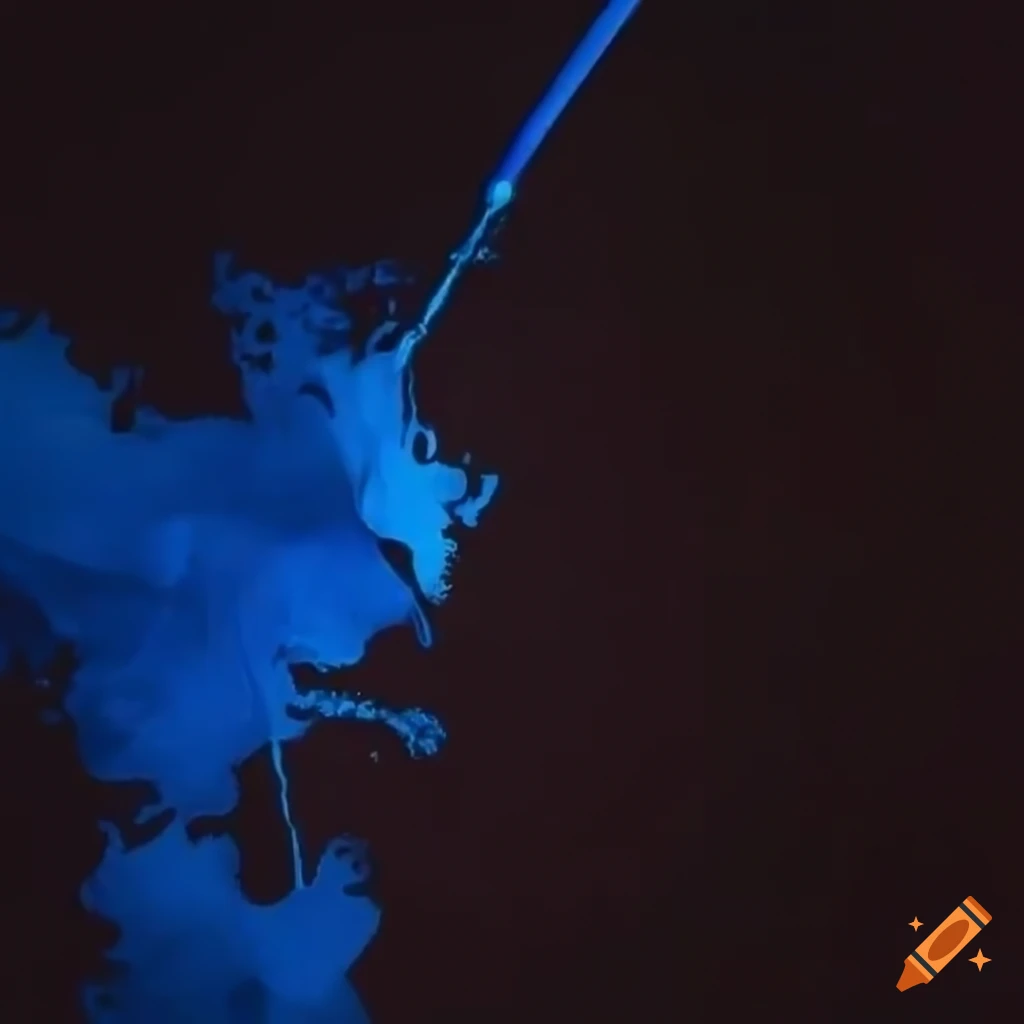 Ink splotches on a boxing canvas resembling a Doberman silhouette