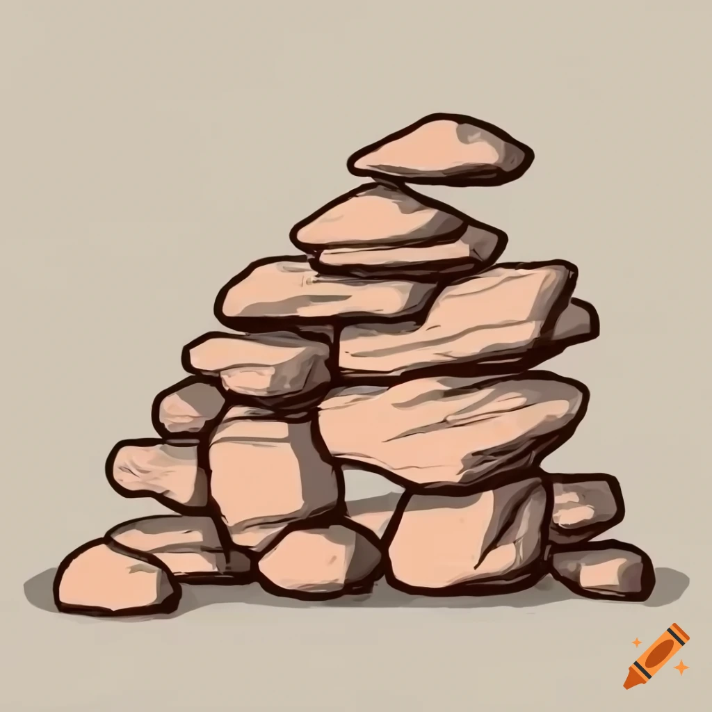 Pile of sandstone rocks in stylized video game art
