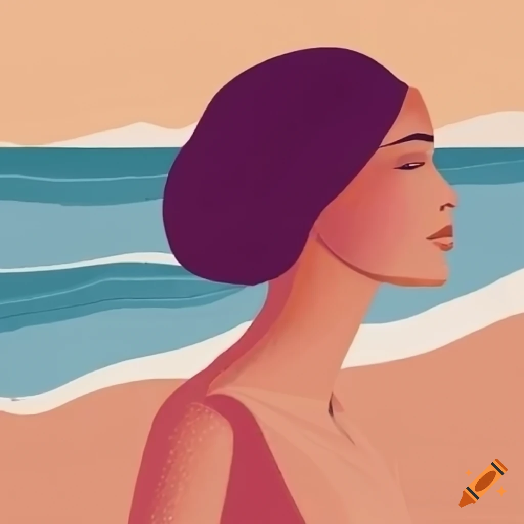 Boho woman enjoying the beach in Sims style