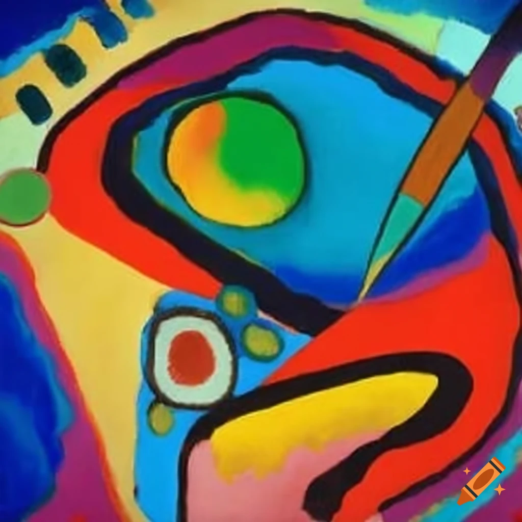 Colorful painting by Kandinsky and Karel Appel of a thief