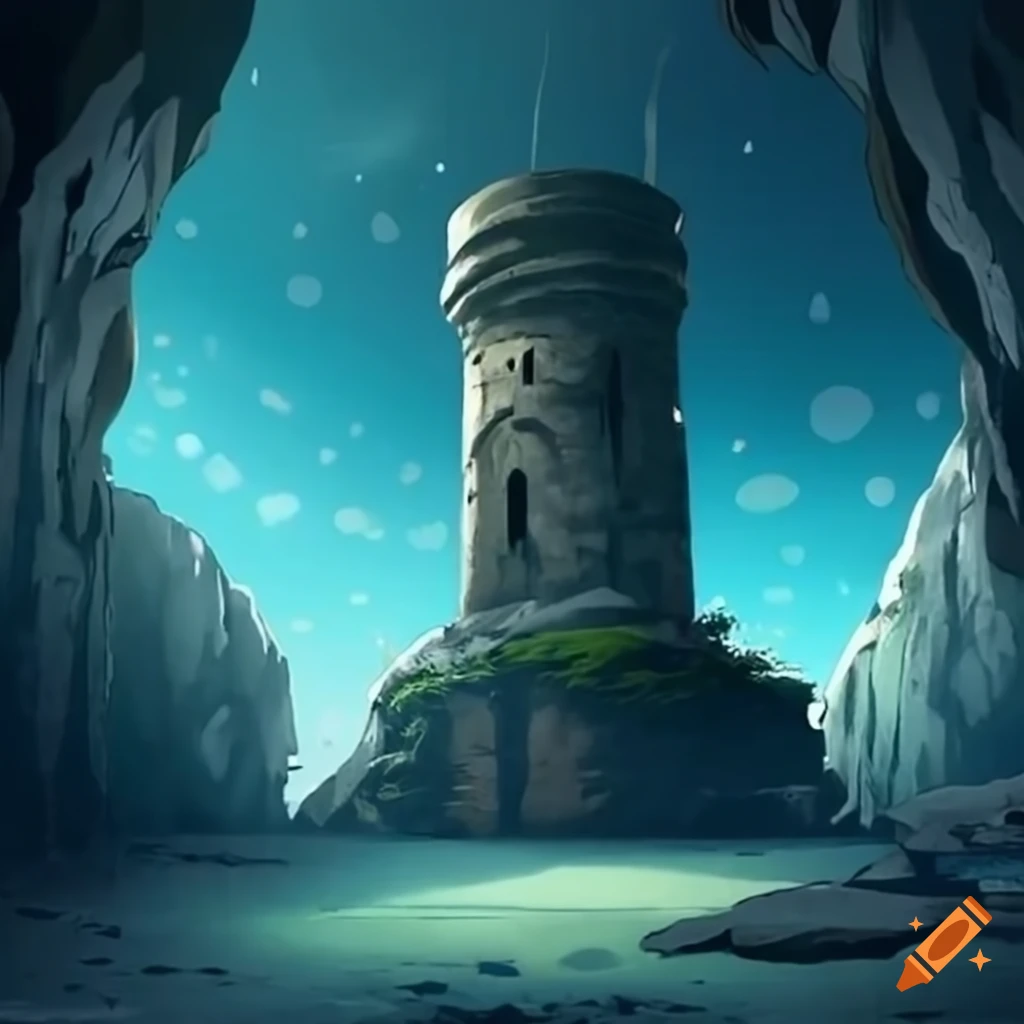 Concrete tower inside a cave