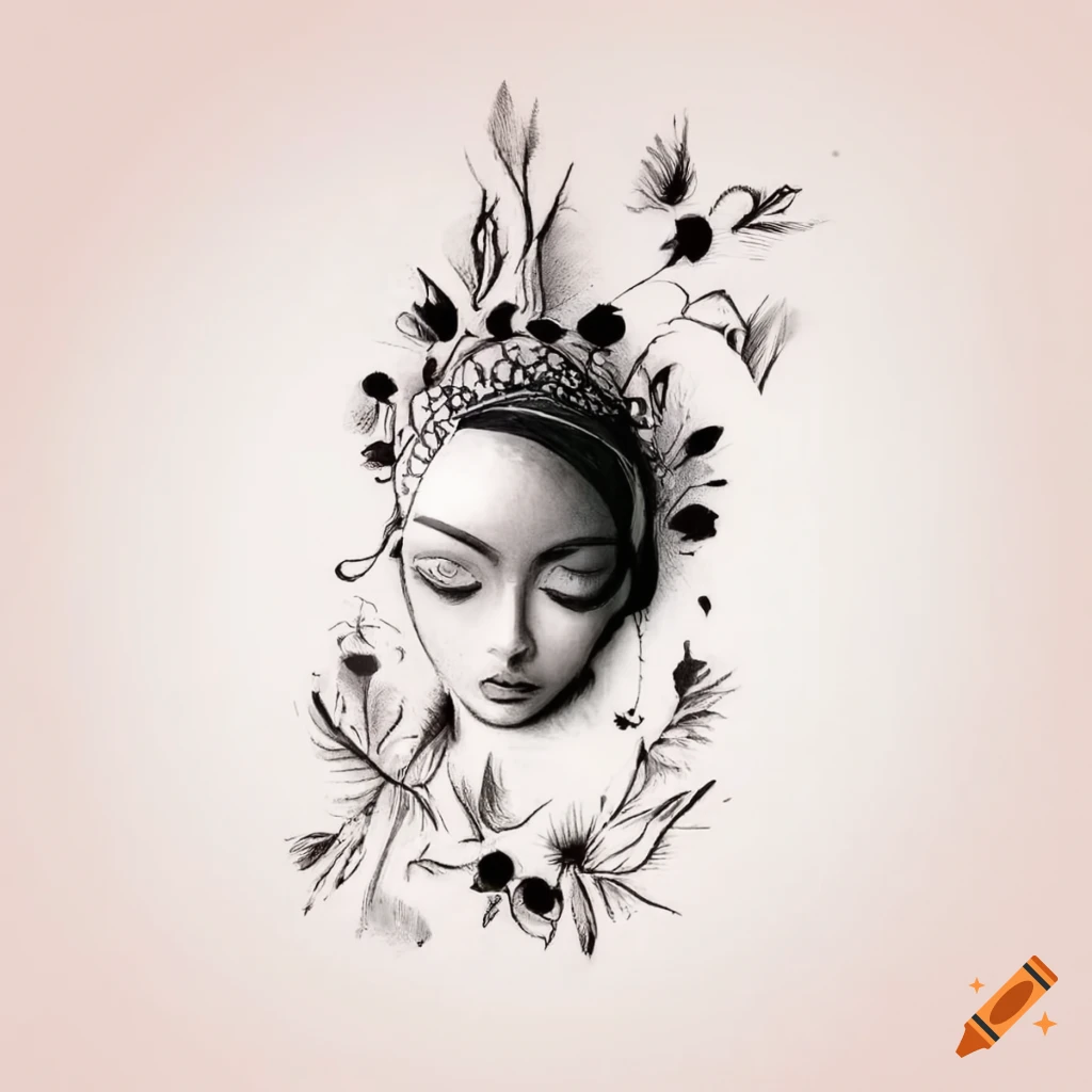 Boho zen tattoo design in black on white