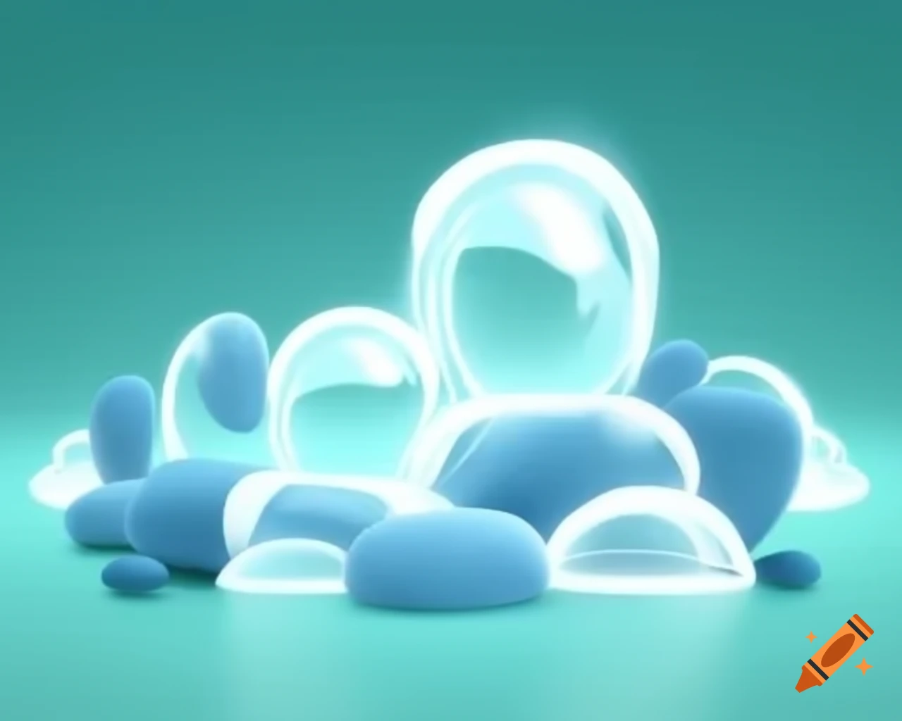 Bubbling brook flowing over stones in video game style