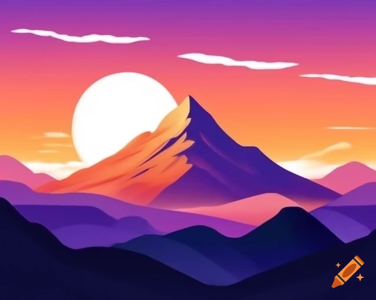 Mountain at sunrise with vivid colors