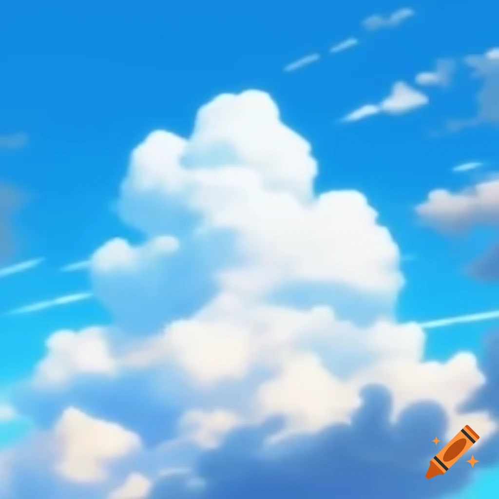 Anime-style clouds in sky with vaporwave color palette