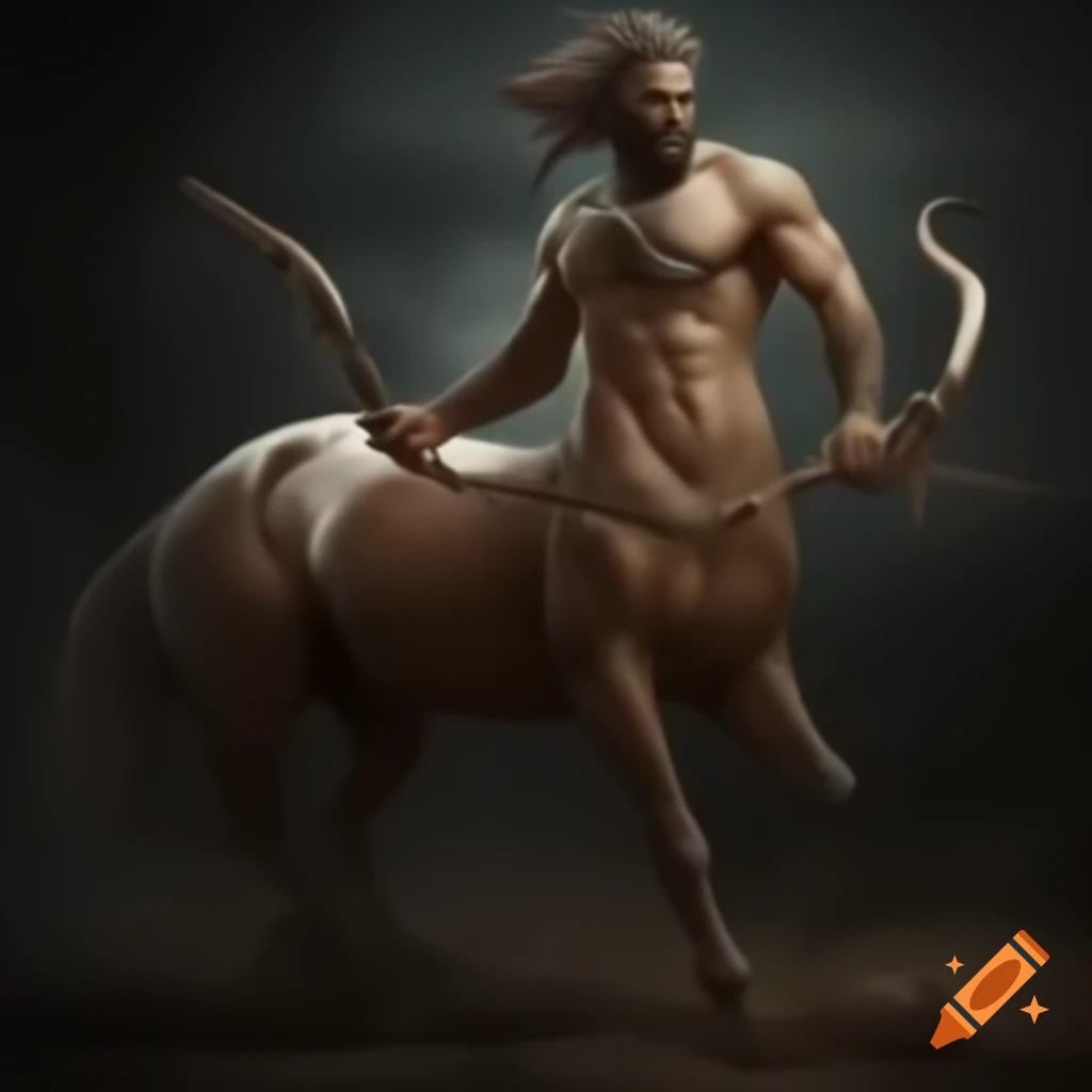Mythical centaur with human upper body and horse lower body