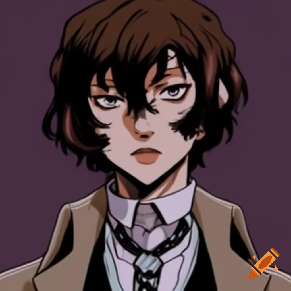 Osamu Dazai illustrated in JoJo's Bizarre Adventure art style