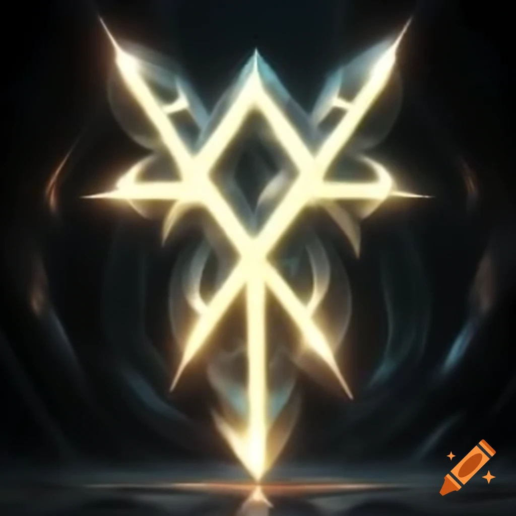Glowing white twisted rune design