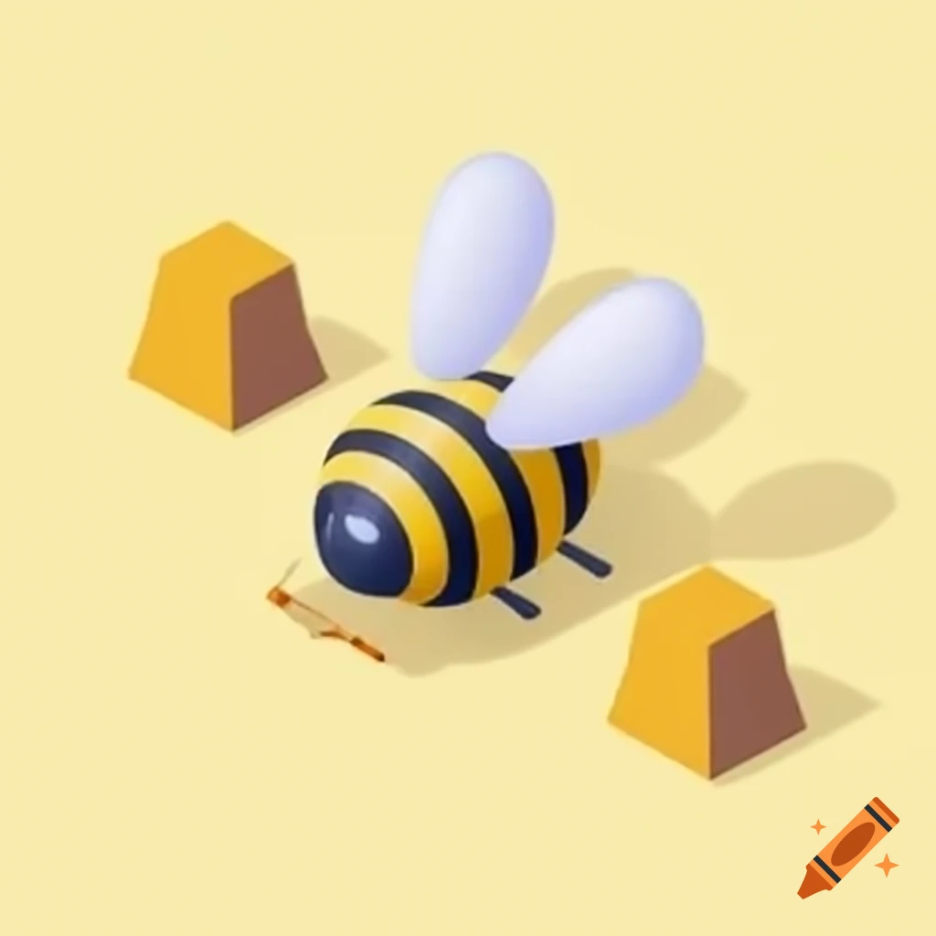 Isometric RPG concept art featuring a bee in line art style
